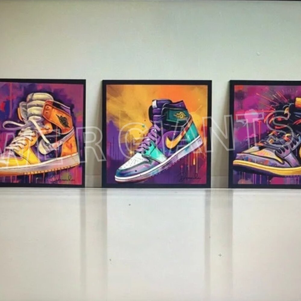 Set of 3 NIKE Air Jordan Shoe Artwork Prints, 14x11, Great Gift for Nike Fans!